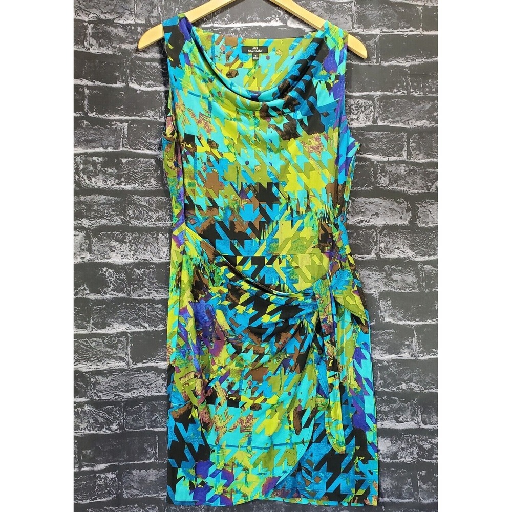ABS Silver Label Midi Dress Women‎ Small Green Blue Elegant Vacation Resortwear - Picture 5 of 11